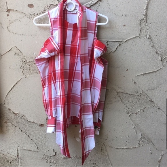 MONSE Cold Shoulder Plaid Shirt size 0 - Picture 5 of 10